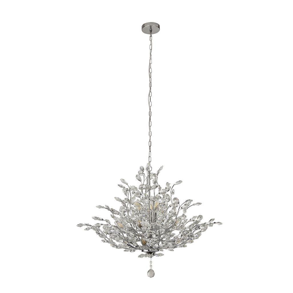 11-Light Chrome Crystal Glass Ceiling Pendant Light Fixture - Elegant Dining Room & Entryway Chandelier for Home Decor