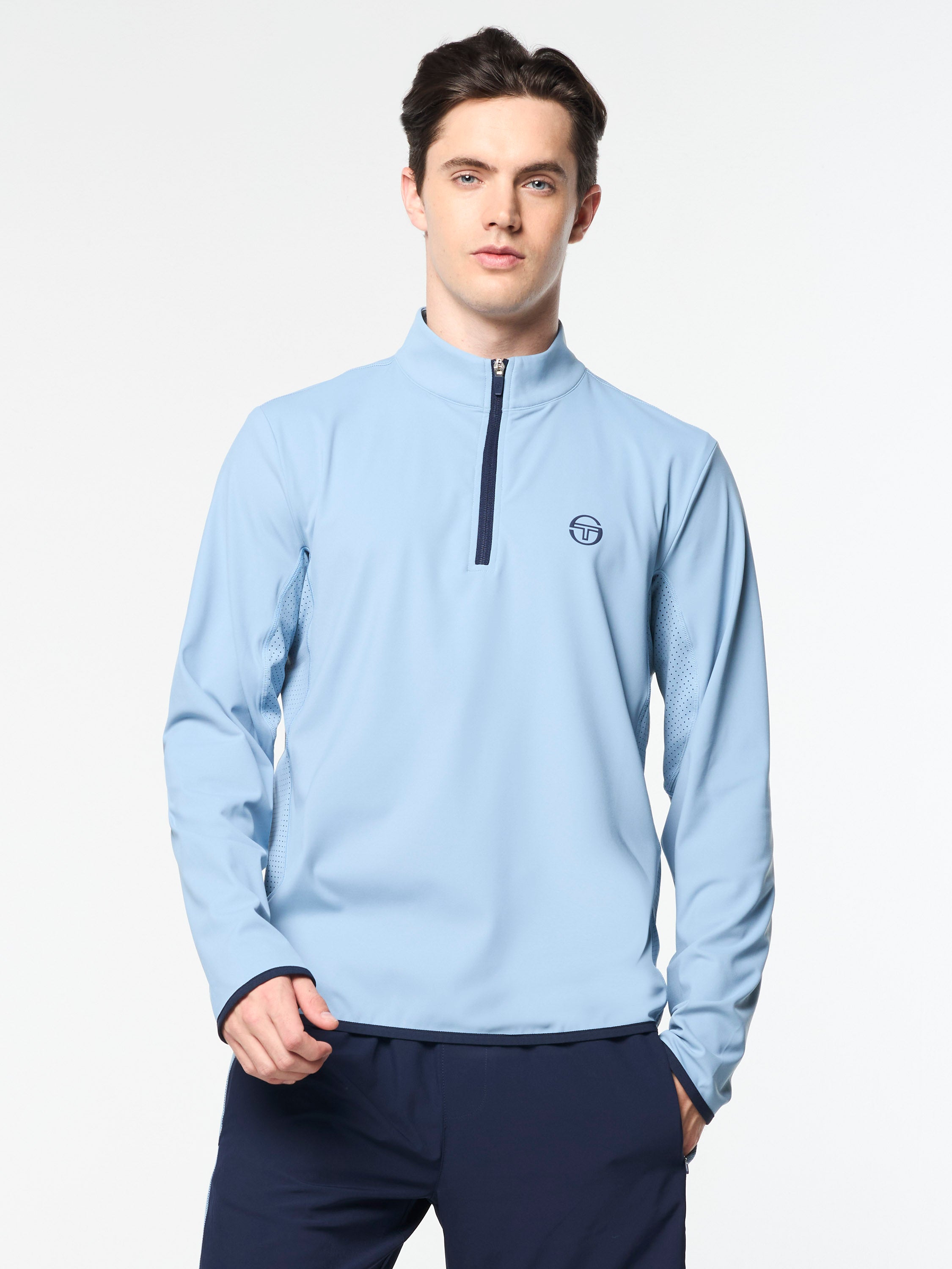 Elio 1/4 Zip Pullover Sweatshirt - Faded Denim Blue - Lightweight Quarter Zip Fleece Top for Men | Perfect for Casual Outings, Outdoor Activities & Layering in Cool Weather