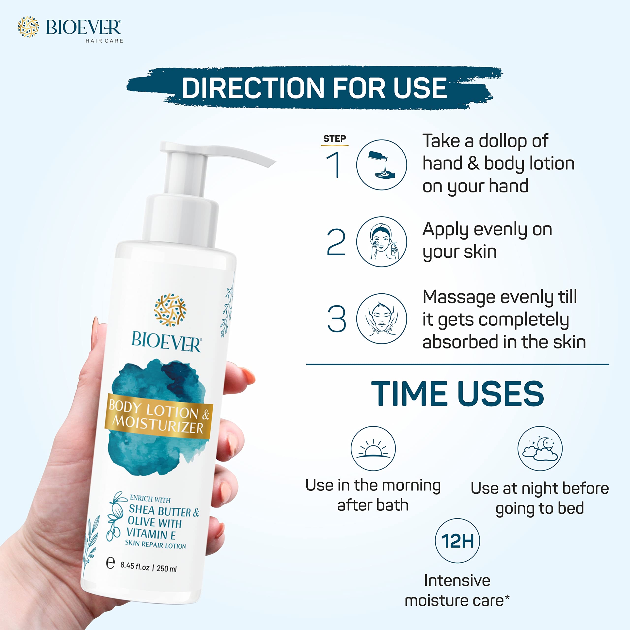 Bioever Shea Butter & Vitamin E Body Lotion 250ml + Deep Cleansing Foaming Face Wash 150ml | Ultra Hydrating Daily Moisturizer Combo Pack | Dry Skin Care for Women & Men | Perfect for Winter Hydration & Daily Skincare Routine