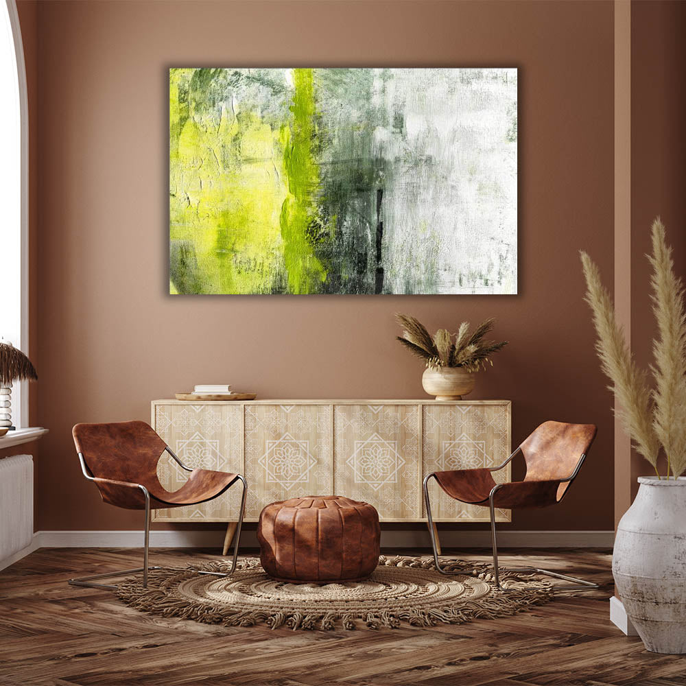 Pistachio Green Abstract Wall Art - Modern Home Decor for Living Room, Bedroom & Office - Unique Handmade Canvas Painting for Stylish Interior Design