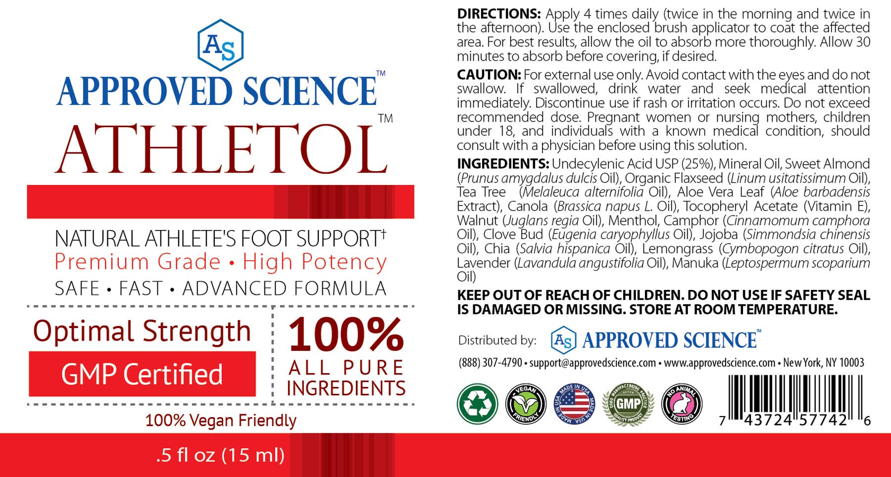 Athletol - Fast-Acting Athlete's Foot Treatment with 25% USP Undecylenic Acid & Tea Tree Oil - Natural Vegan Formula - 3 Pack (0.5 Fl Oz Each) - Perfect for Gym, Pool & Locker Room Foot Protection