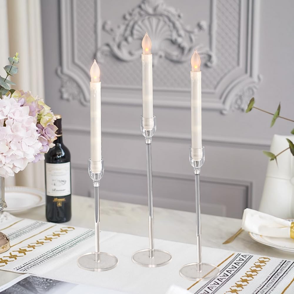 Vincidern 6-Piece Acrylic Candle Holder Set - Elegant Taper Candle Holders for Wedding Centerpieces, Dining Table Decor, Halloween & Christmas Candlesticks - Perfect for Romantic Dinners, Holiday Parties & Home Decoration