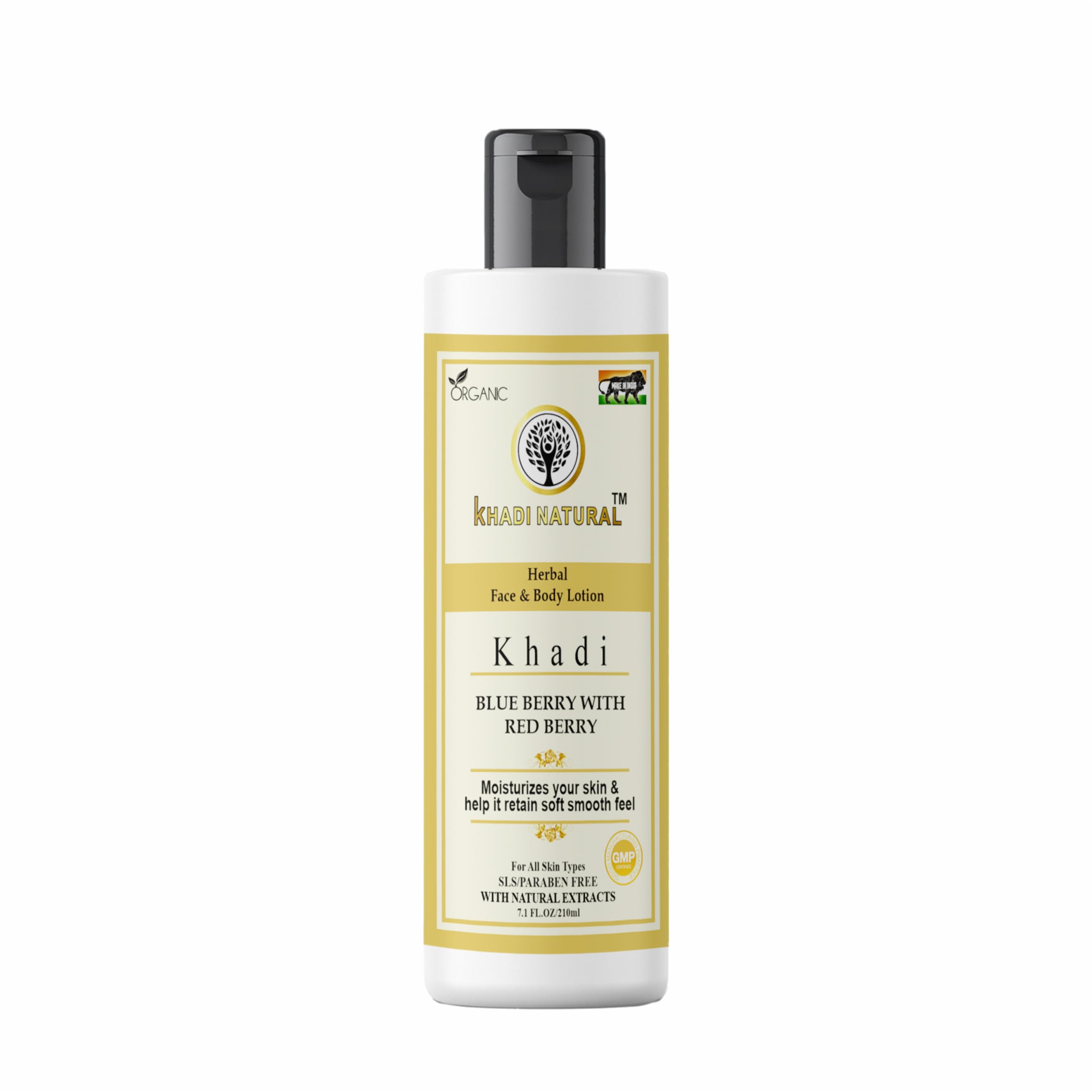 Khadi Natural Blueberry & Red Berry Face and Body Lotion 210ml - Hydrating Moisturizer for Soft, Glowing Skin | Organic Skincare for Dry & Sensitive Skin | Perfect for Daily Use & Nighttime Routine