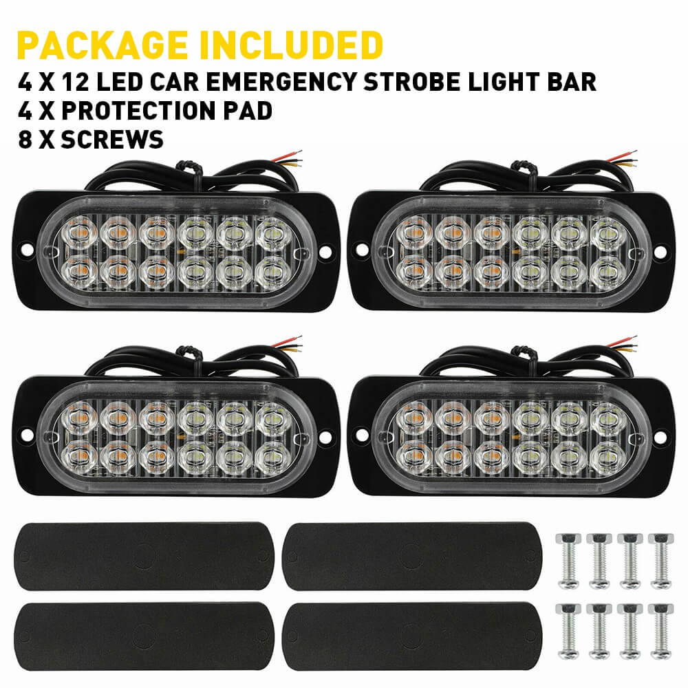 12pcs Waterproof LED Emergency Strobe Light Bars for Trucks, Vans, SUVs & Off-Road Vehicles - Durable Safety Warning Lights for Emergency Vehicles, Construction, Towing & Night Driving