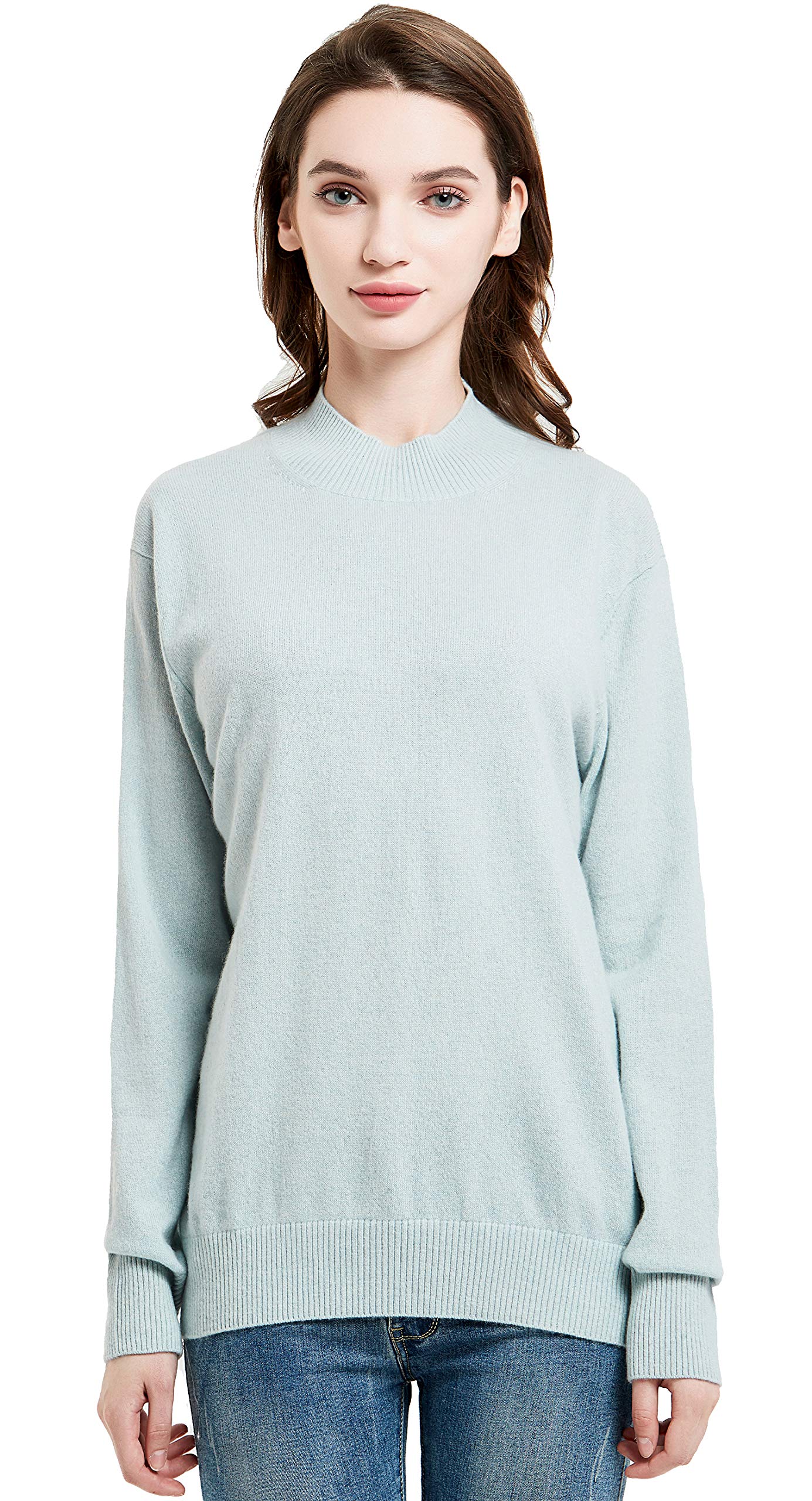 100% Pure Cashmere Women's Mock Neck Pullover Sweater - Soft & Warm Winter Knit Top for Office, Travel & Casual Outfits