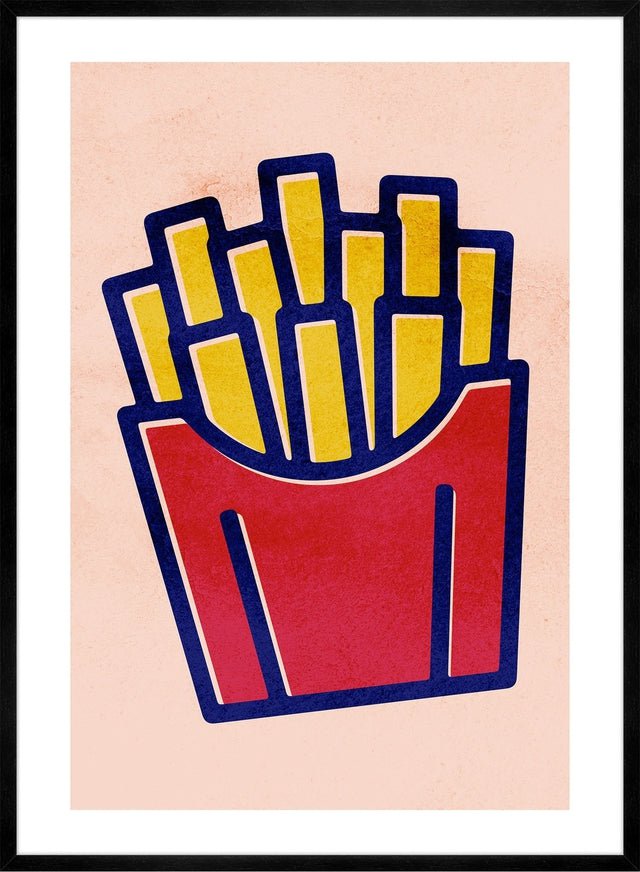 French Fries Fast Food Illustration Print - Retro Diner Wall Art for Kitchen, Restaurant & Cafe Decor