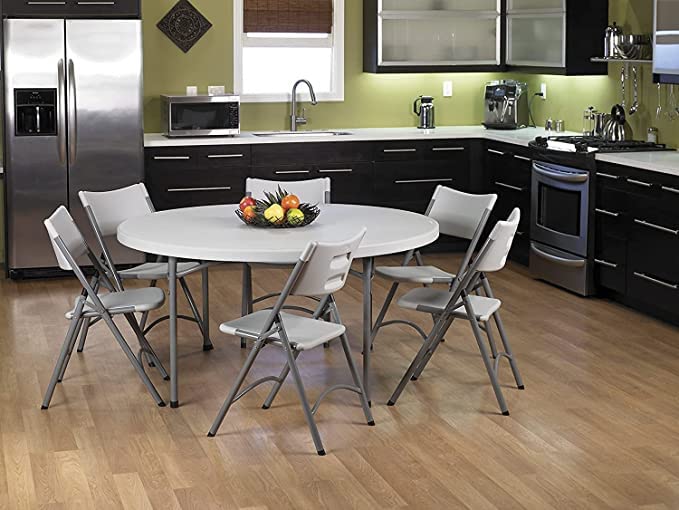 PRO&Family 60 Inch Round Folding Table - Sturdy Plastic Portable Party Table for Indoor/Outdoor Events, Kitchen, Dining, Camping & Picnics