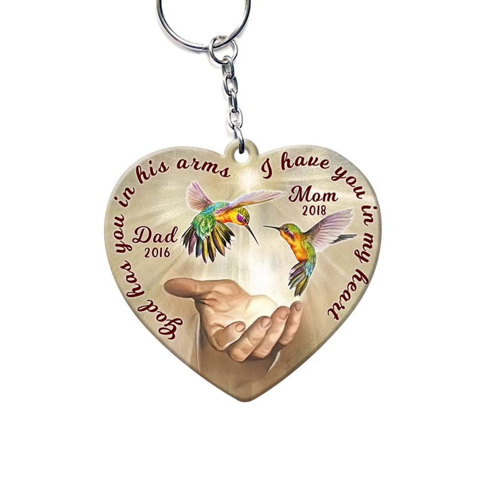 Custom Memorial Keychain for Dad & Mom - Personalized Sympathy Gift for Loss of Father or Mother - Engraved Name & Year Keepsake - Perfect for Remembrance, Funeral, or Anniversary Gifts