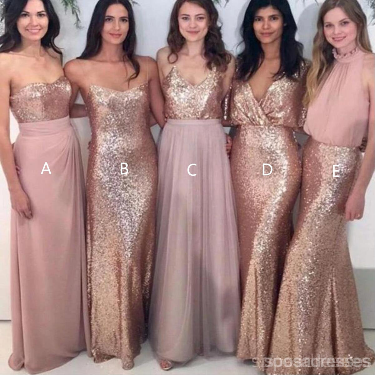 Sparkly Mismatched Sequin Long Bridesmaid Dresses - Custom Made (BD103) | Elegant Wedding Party Attire for Bridesmaids, Prom & Special Occasions