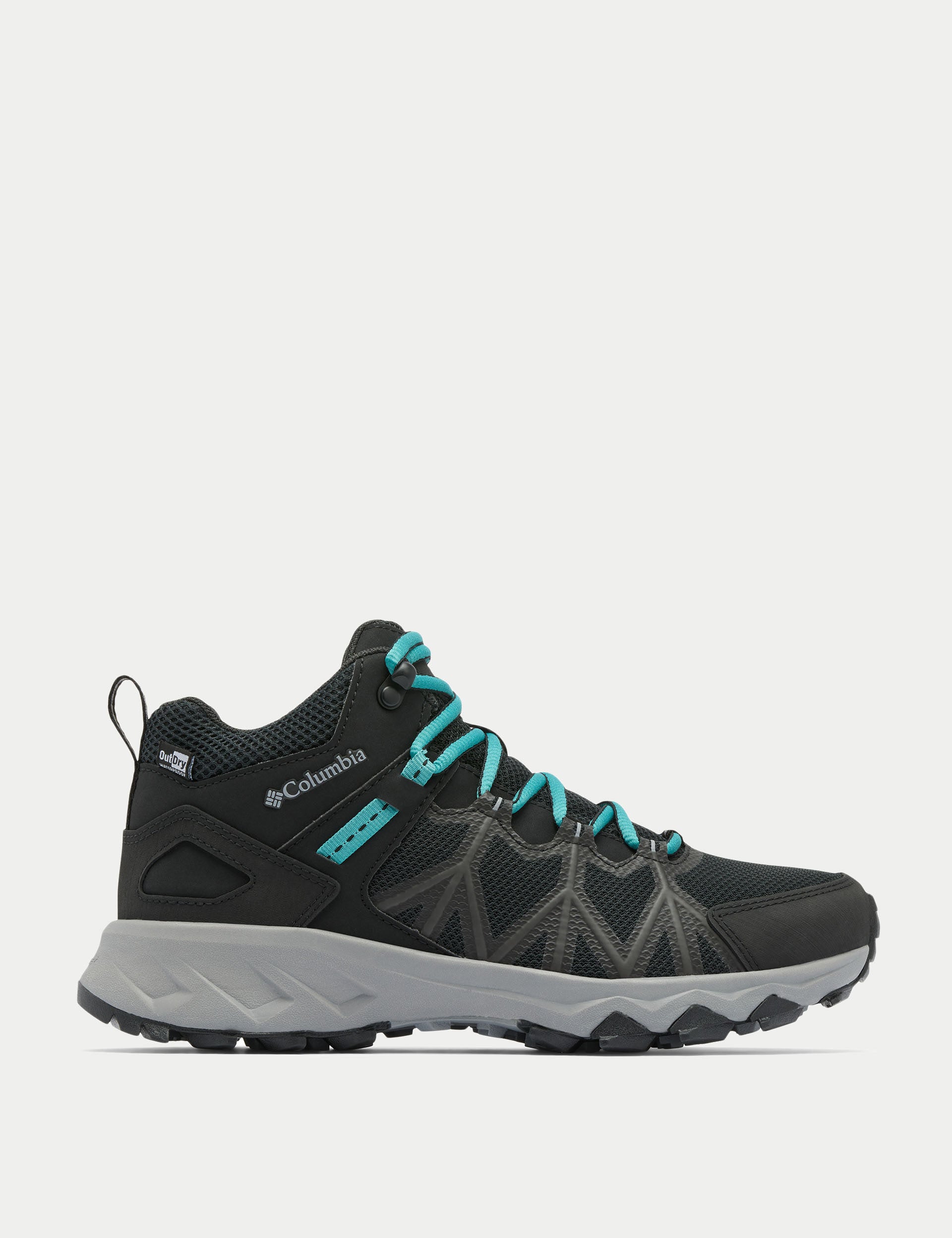 Peakfreak II Mid Outdry Waterproof Hiking Boots for Men & Women - Black/Teal - Lightweight Trail Shoes for Outdoor Adventures, Trekking & Backpacking