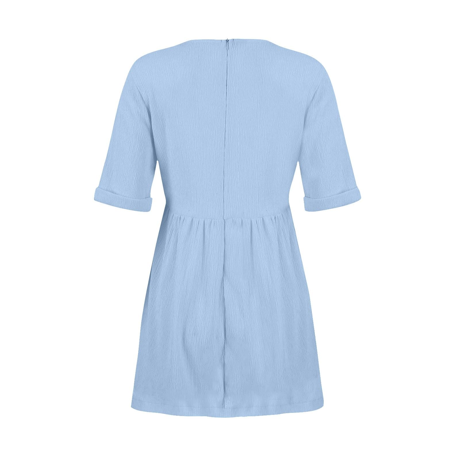 Women's Babydoll Dresses - Short Sleeve V-Neck Mini Summer Dress | Loose Fit Beach Vacation Outfits | Casual Daywear & Night Out Dress for 2024