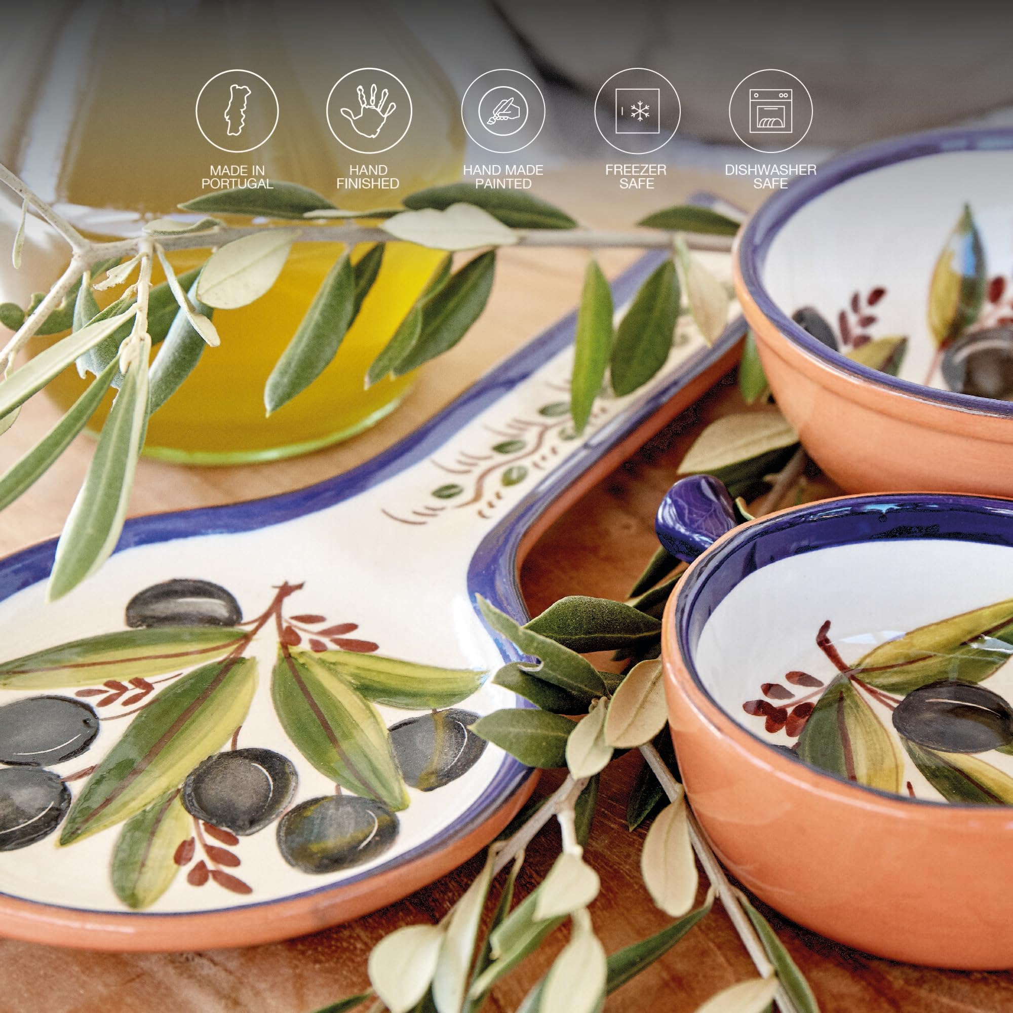 Casafina 6-Inch Ceramic Terracotta Olive Dish - Alentejo Collection | Microwave & Dishwasher Safe Dinnerware | Food Safe Glazed Serveware | Restaurant Quality Appetizer Plate for Tapas, Nuts & Dips | Perfect for Home Dining, Parties & Mediterranean Cuisine