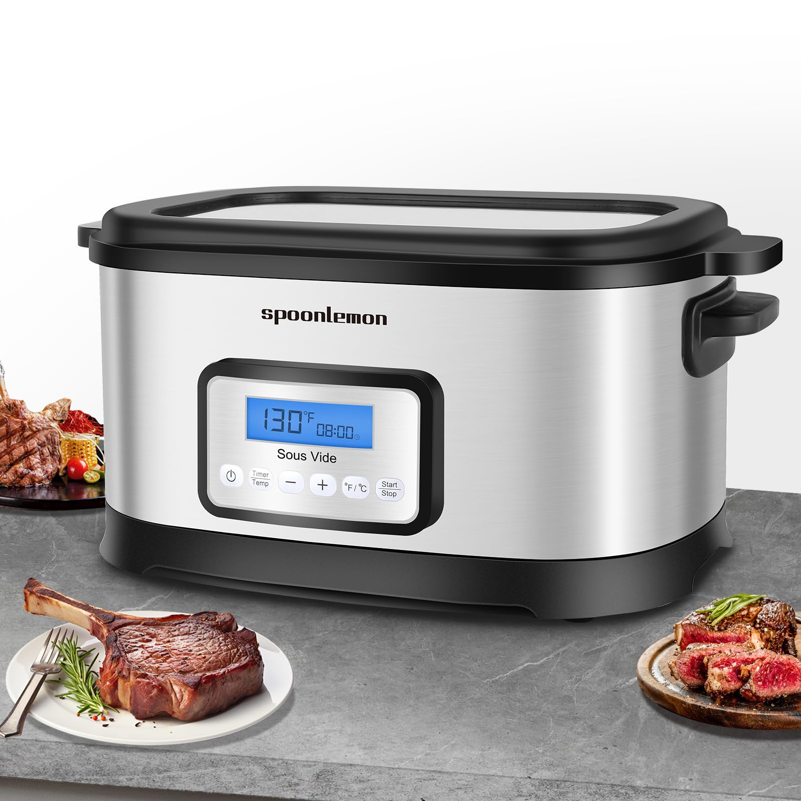 Precision Sous Vide Cooker 6 Quart Stainless Steel - Digital Temperature & Timer Control with LED Touchscreen - All-in-One Sous Vide Machine for Home Cooking | Perfect for Steak, Chicken, Fish & Vegetables