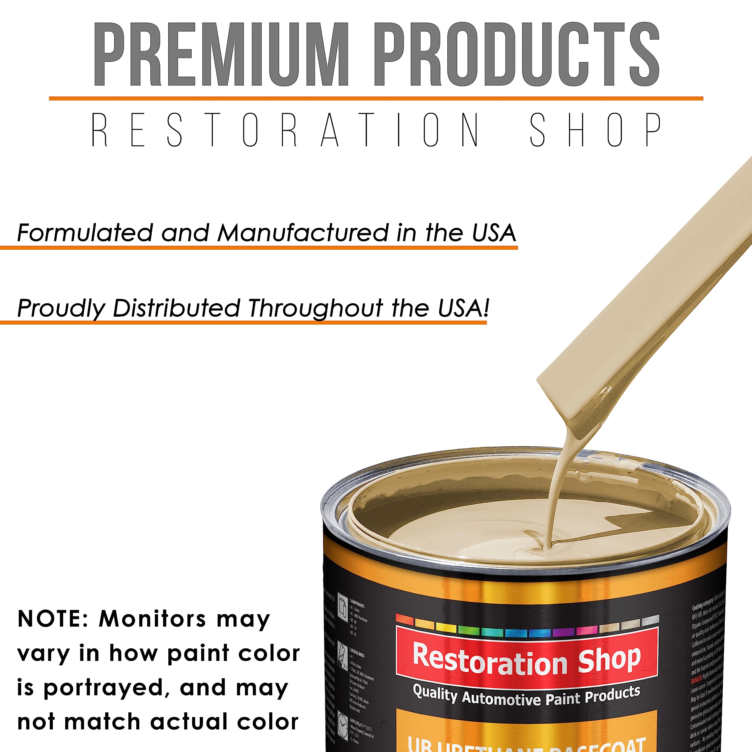 Restoration Shop - Ivory Urethane Basecoat with Clearcoat Auto Paint Kit - Professional High Gloss Automotive Refinishing Coating for Cars & Trucks - Complete Fast Gallon Paint System for DIY & Professional Auto Body Repair