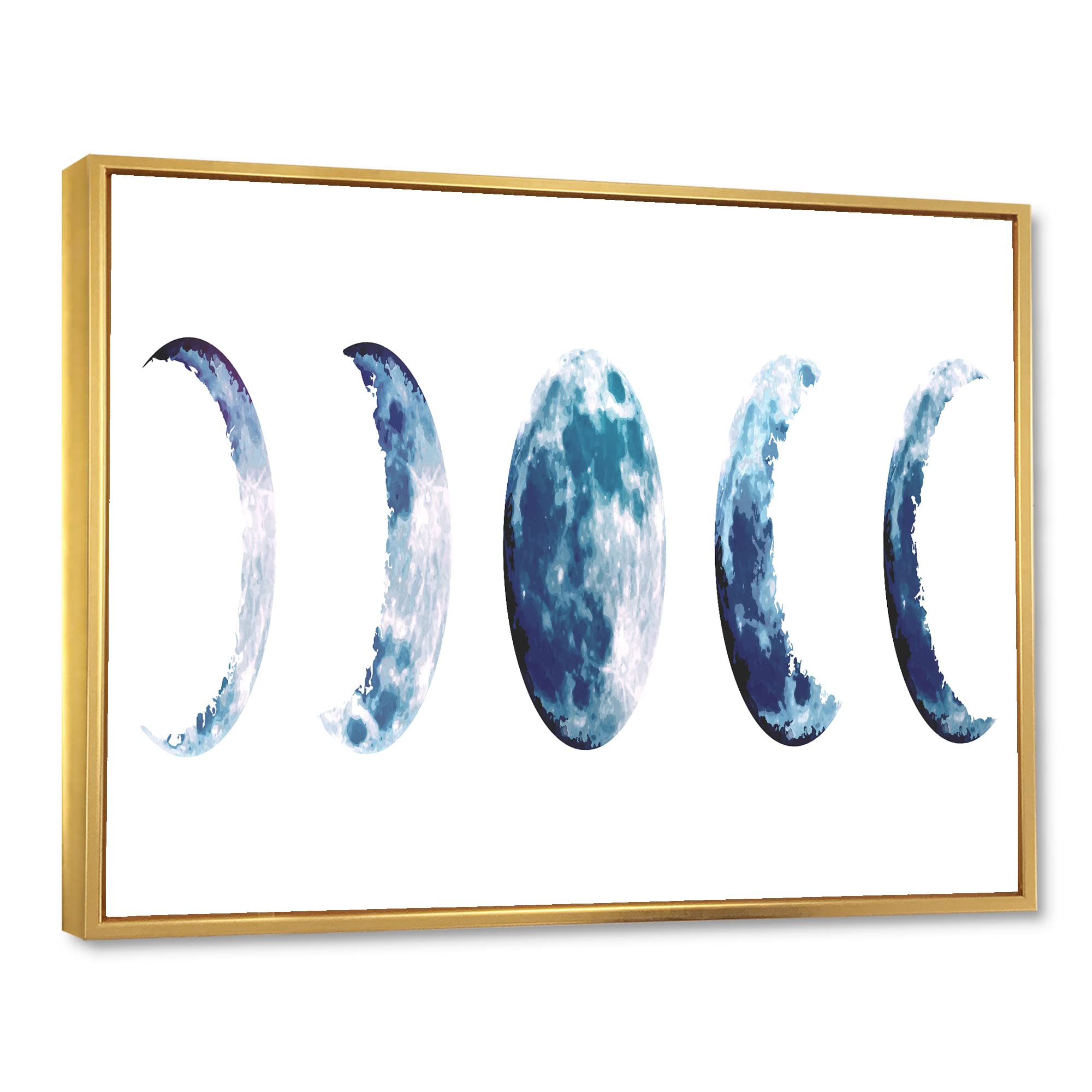 Bohemian Moon Phases Wall Art - Magic Blue Framed Canvas Print for Home & Office Decor | Perfect for Living Room, Bedroom, or Gift