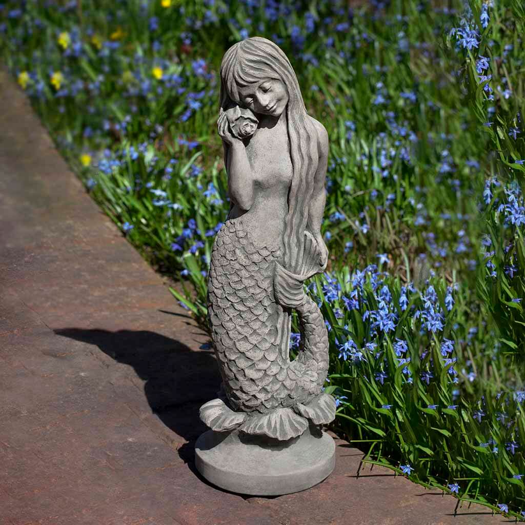 Campania International Standing Mermaid Statue - Elegant Outdoor Garden Decor for Poolside, Patio & Coastal Themed Landscaping