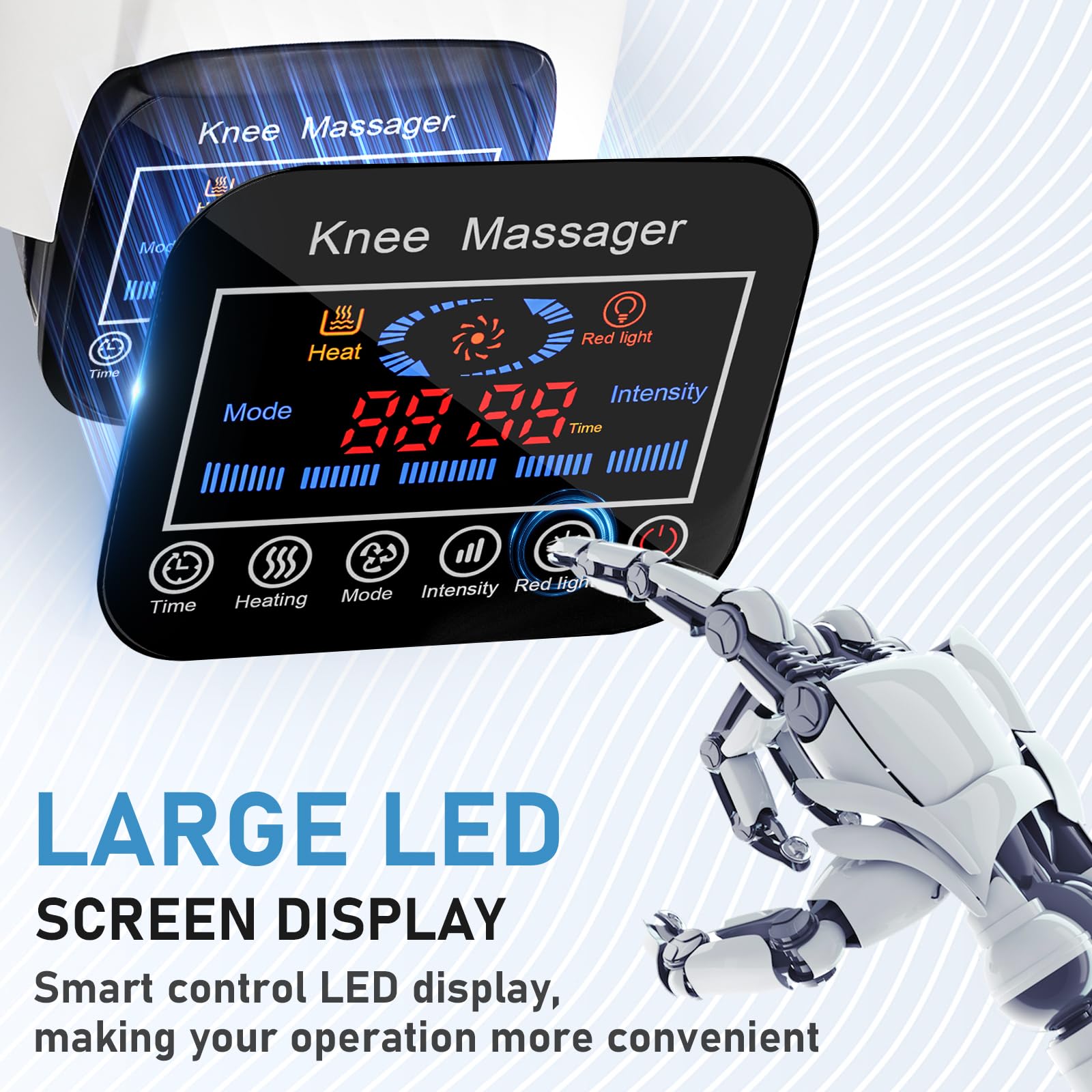 4-in-1 Cordless Knee Massager with Heating, Vibration & Red Light Therapy - Portable 3D Massage for Pain Relief - Rechargeable Gift for Family, Friends - Perfect for Arthritis, Sports Recovery & Home Relaxation