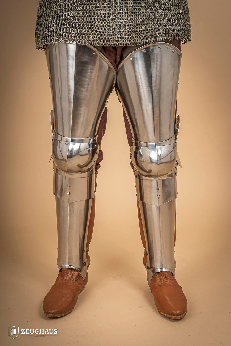1.6mm Full Leg Armor - Polished Stainless Steel Medieval Knight Leg Protection for LARP, Cosplay & Renaissance Fairs