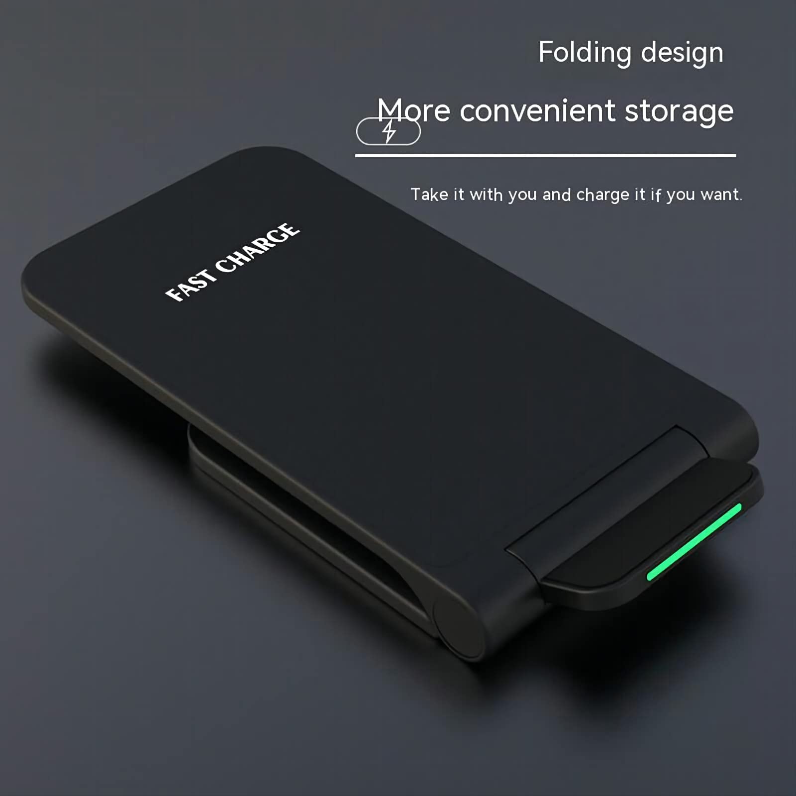 15W Fast Wireless Charging Station with Sleep-Friendly Adaptive Light - Compatible with Samsung Galaxy, Google Pixel, LG & More Qi-Enabled Devices (Black) | Perfect for Bedside, Office & Travel Charging