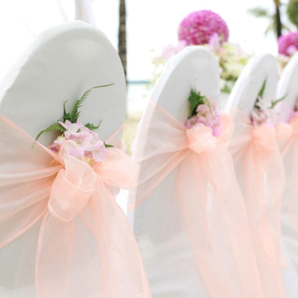 JIUERYY - 100-Piece Organza Ribbon Set for Wedding Chair Sashes, Party Decorations, Birthday Events - 17 x 275 cm - Perfect for Ceremonies, Bridal Showers & Gift Wrapping