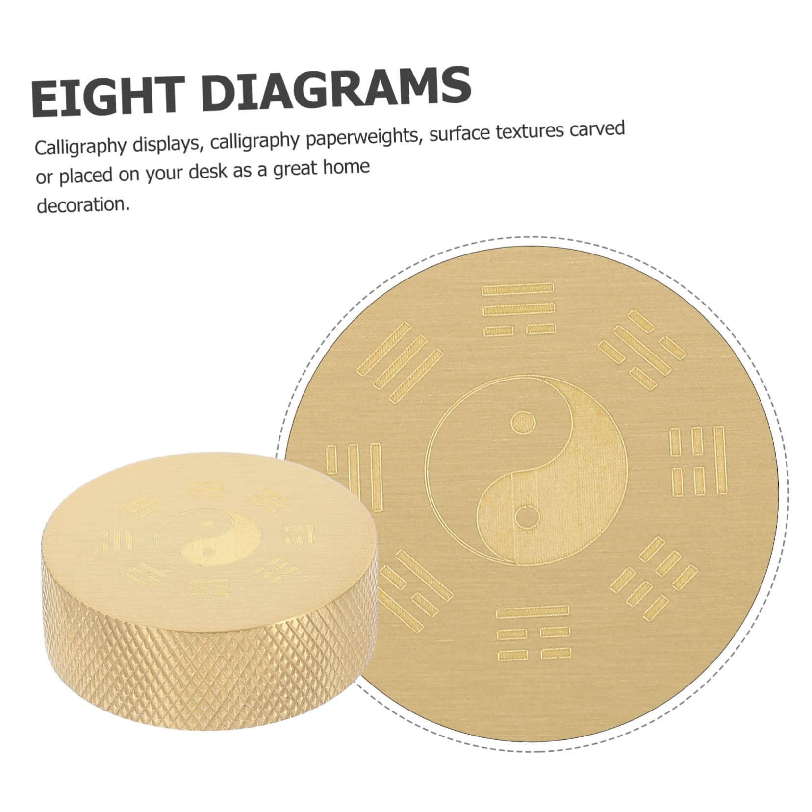 WESIEVYA Small Copper Feng Shui Bagua Paperweight - Elegant Office Desk Decor, Town Ruler Design for Home & Workspace (Perfect for Feng Shui Balance, Desk Organization & Gift Giving)