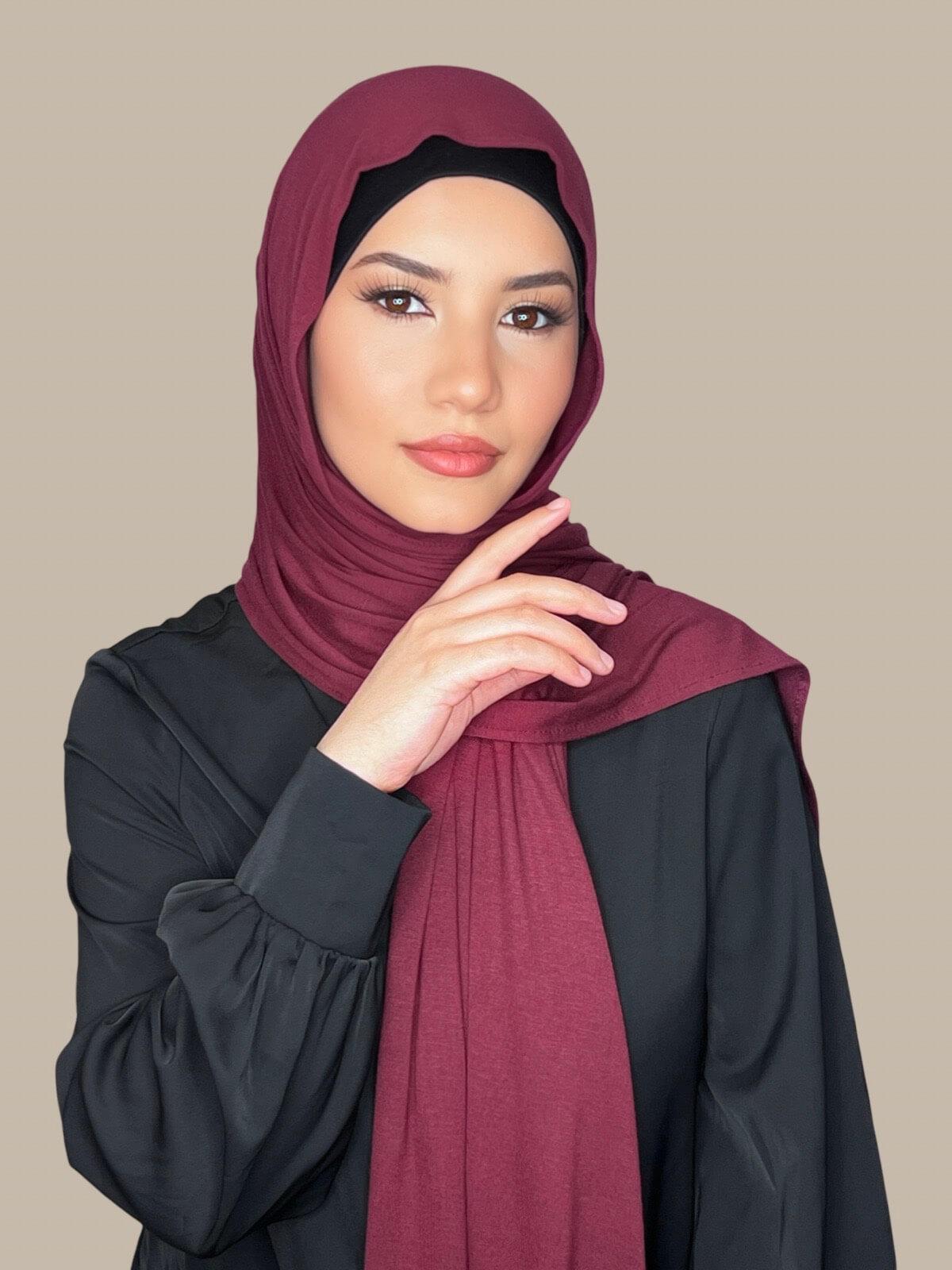 Classic Jersey Hijab Scarf - Soft & Breathable Muslim Headscarf for Women - Elegant Plum Color - Perfect for Daily Wear, Prayer & Modest Fashion