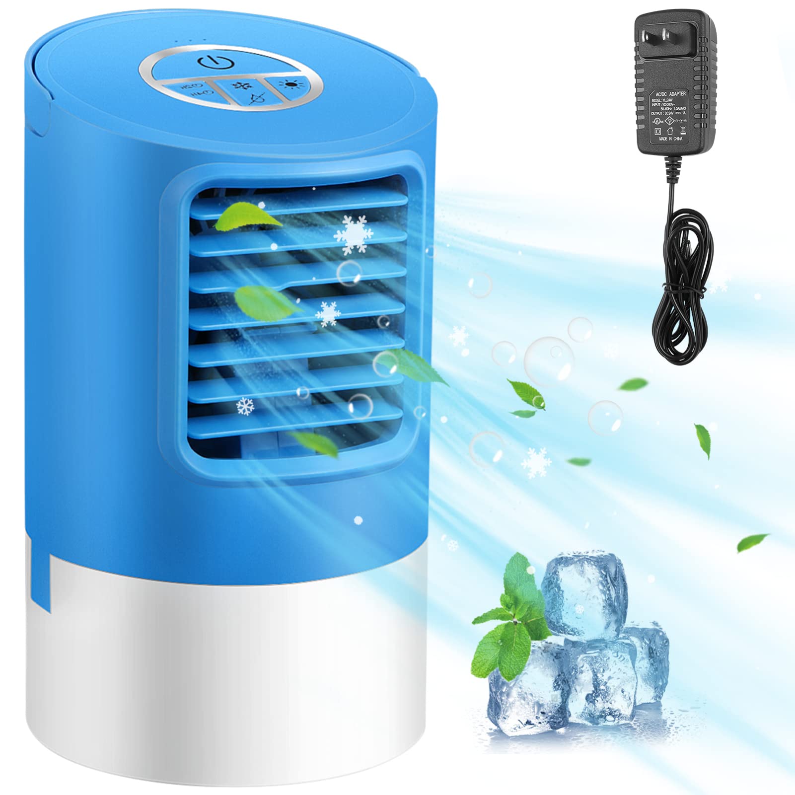 BESPORTBLE Portable Mini Air Cooler Fan - Personal Space Cooler, Compact Desktop Table Fan with US Plug, Quiet Cooling for Home Office & Bedroom (Blue) - Perfect for Summer, Travel & Small Spaces