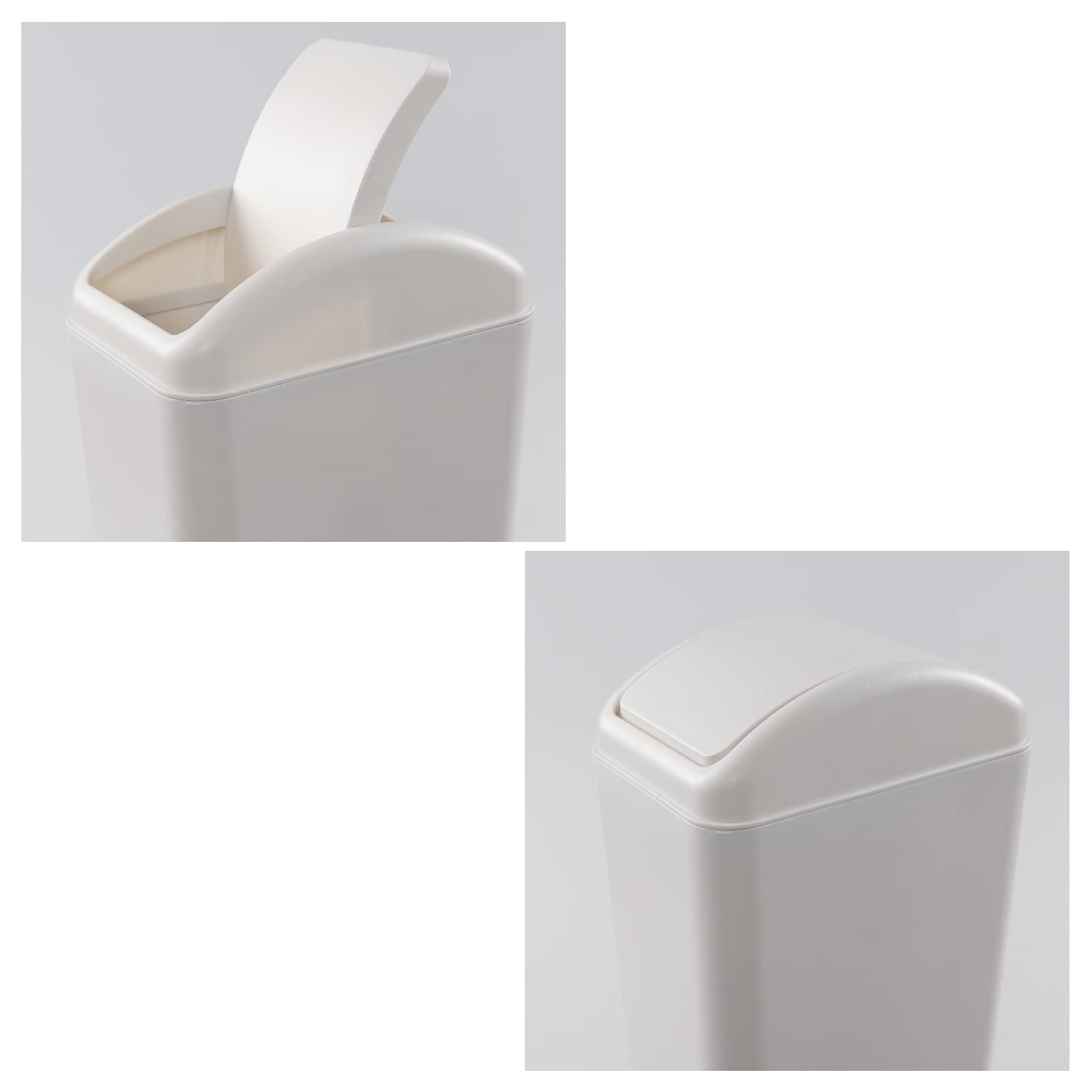 3.5 Gallon Plastic Trash Can with Swing Top Lid - Odor-Proof Small Waste Bin for Bathroom, Office, Kitchen & Bedroom - Space-Saving Step-On Garbage Can with Leak-Proof Design