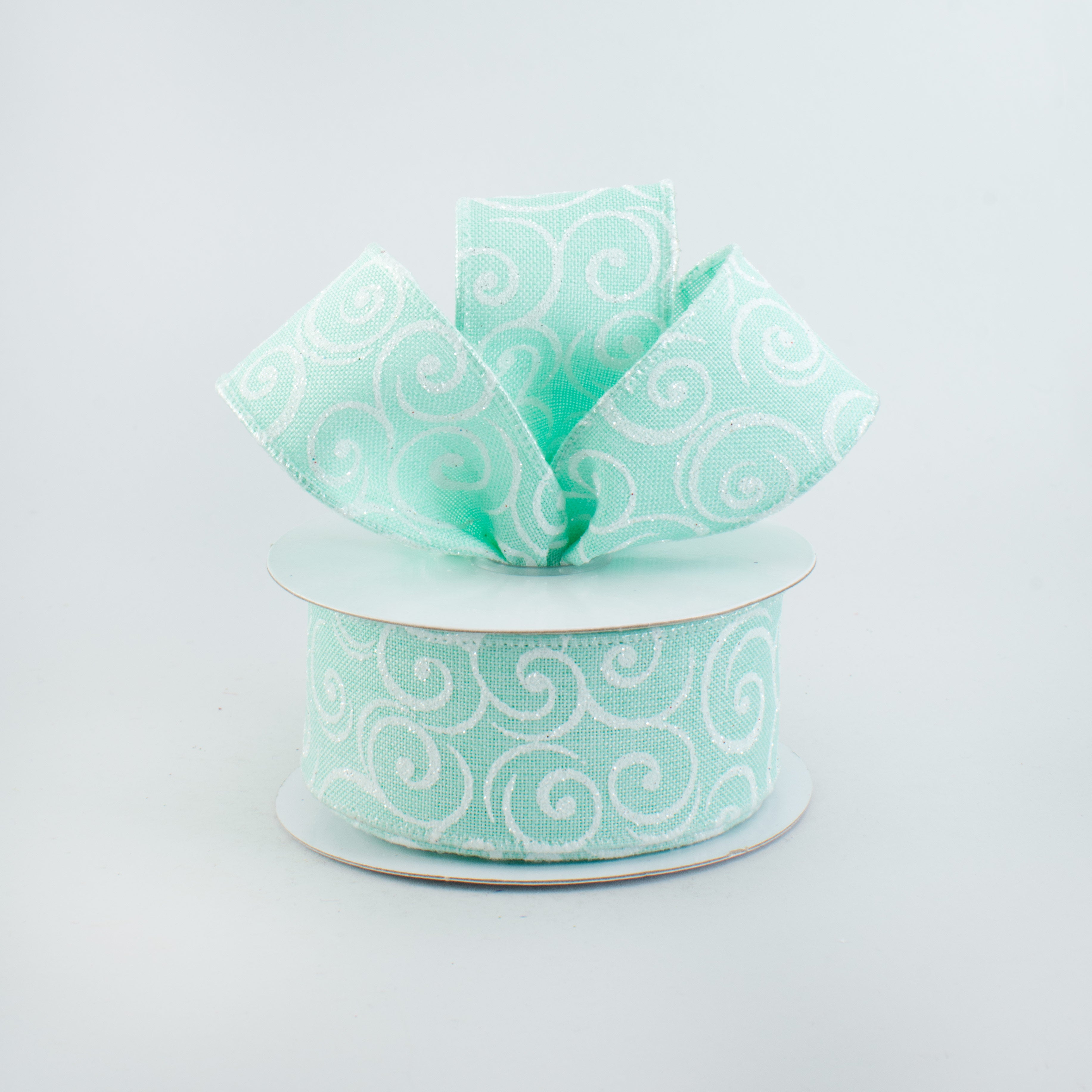 1.5 Inch Iridescent Swirl Ribbon in Mint Green - 10 Yards for Gift Wrapping, Party Decorations, DIY Crafts and Hair Accessories
