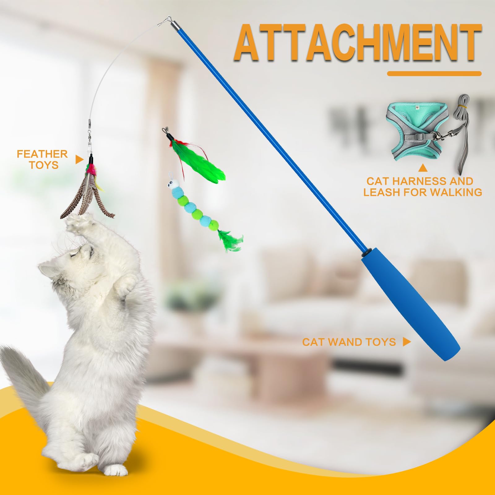 5 in 1 Outdoor Cat Tent with Tunnel - Portable Cat Enclosure for Indoor & Outdoor Cats - Includes Cat Harness, Leash, Wand Toy & Feather Toys - Perfect for Backyard, Camping & Indoor Playpen