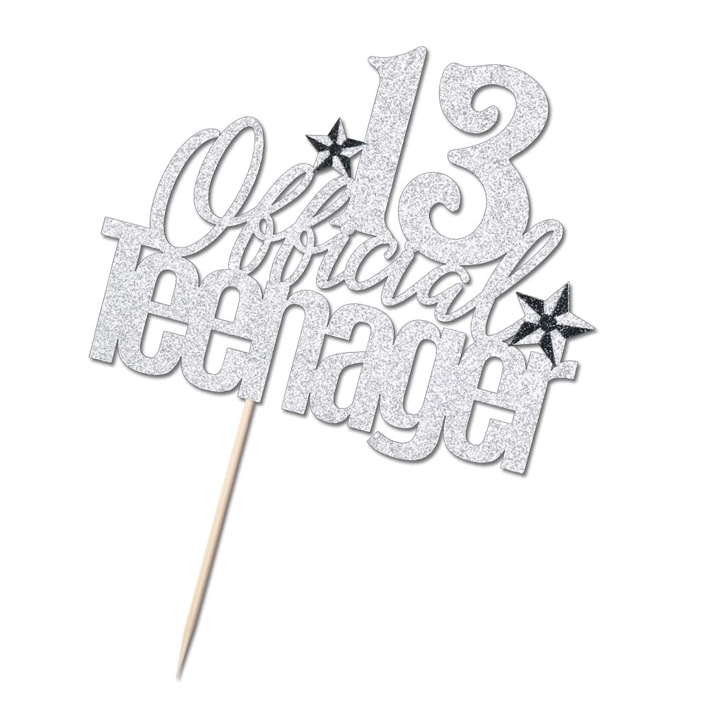13th Birthday Cake Topper - Silver Teenager Cake Decoration for Boys & Girls | Hello 13 & Cheers to 13 Years Party Supplies | Perfect for 13th Birthday Cakes, Cupcakes & Dessert Tables
