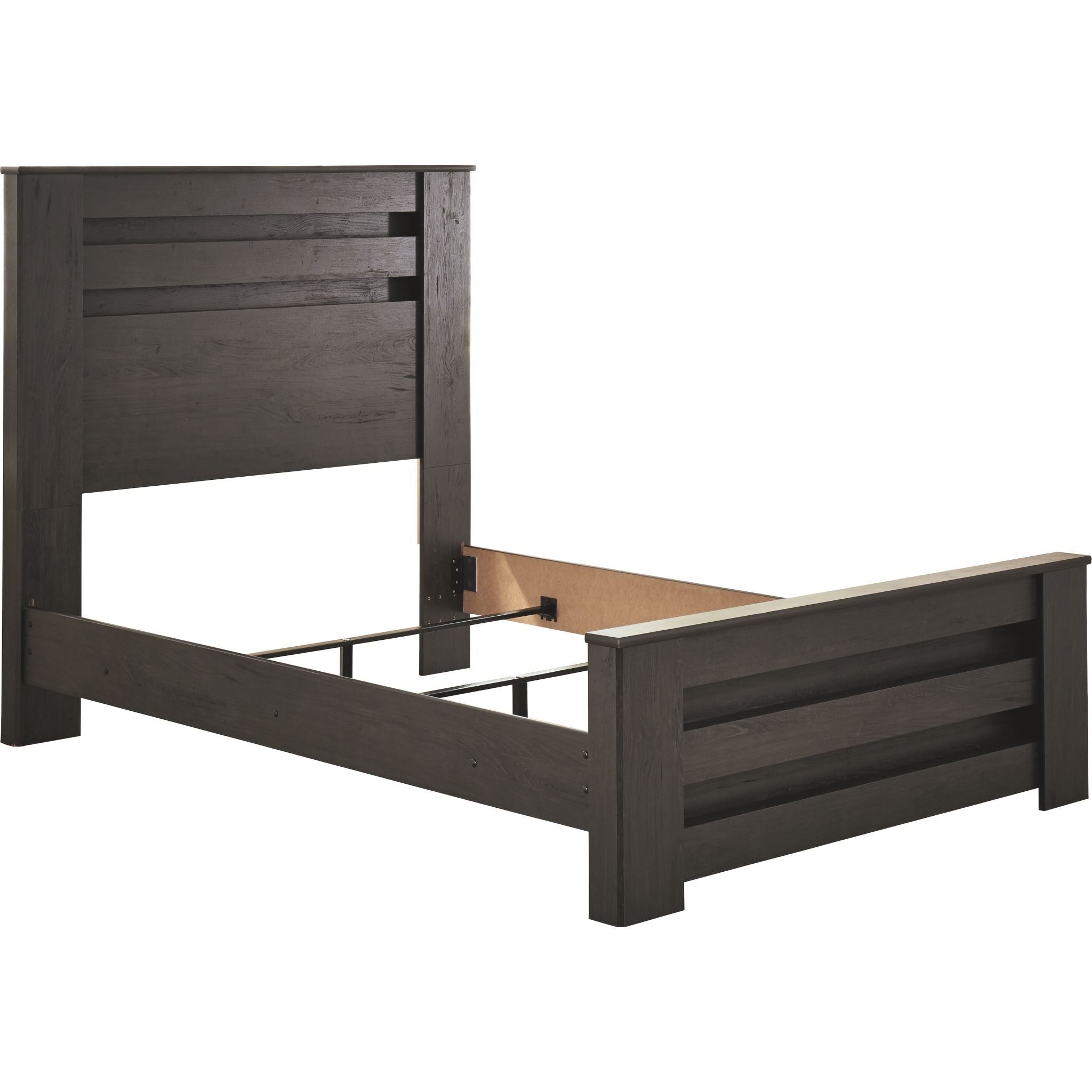 Brinxton Full Panel Bed Frame - Queen Size, Charcoal Finish - Modern Platform Bed with Upholstered Headboard for Bedroom Decor