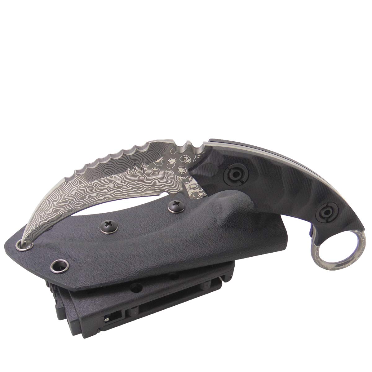 MASALONG Tactical Survival Knife - Damascus Steel Full Tang Fixed Blade with Sheath | Double-Edged Sharp Claw Design for Outdoor Camping, Hunting & Emergency Preparedness