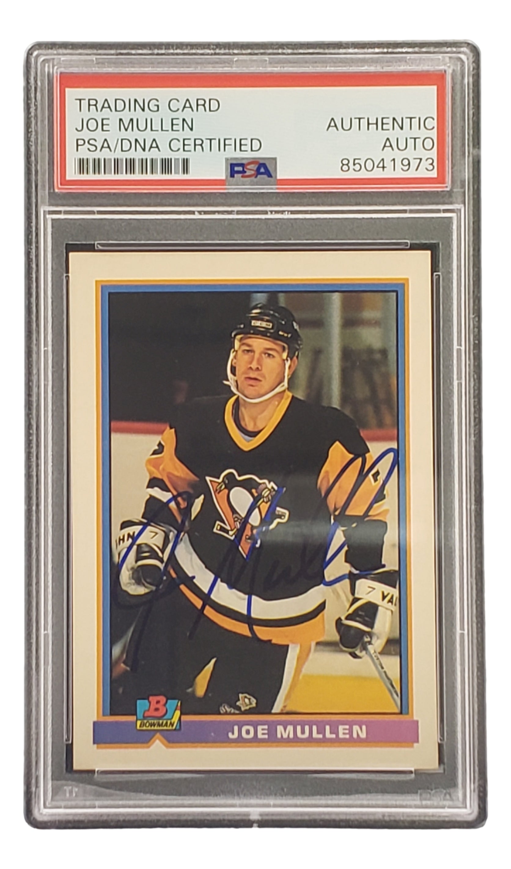 Joe Mullen Autographed 1991 Bowman #79 Pittsburgh Penguins Hockey Card - PSA/DNA Certified - Perfect for NHL Collectors & Hockey Memorabilia Displays