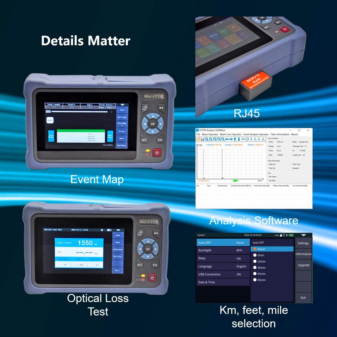Professional OTDR Tester 1310/1550nm 26/24dB 100km with 4.3