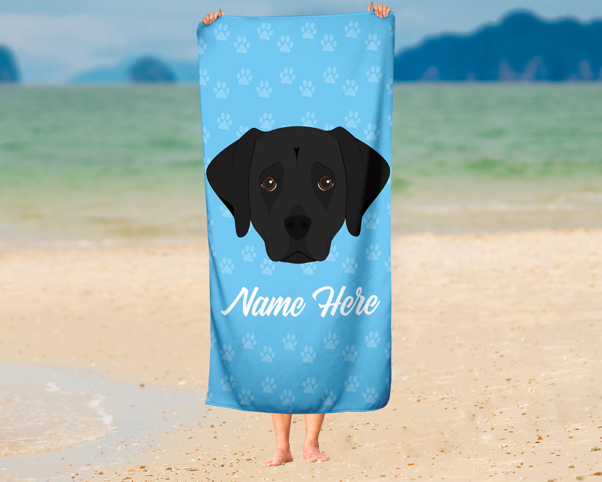 Custom Black Lab Beach & Bath Towels - Large & Medium Sizes for Adults & Kids | Personalized Labrador Retriever Dog Towels for Travel, Pool, Gym, Spa & Home Use