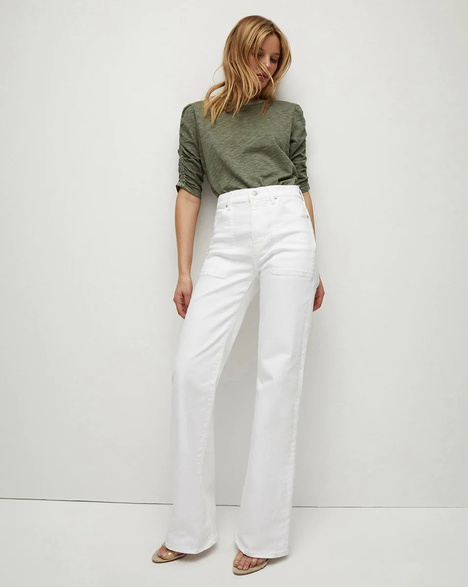 Crosbie Wide Leg Pants for Women - High Waisted Flowy Trousers in White | Comfortable & Stylish for Office, Casual Wear & Travel