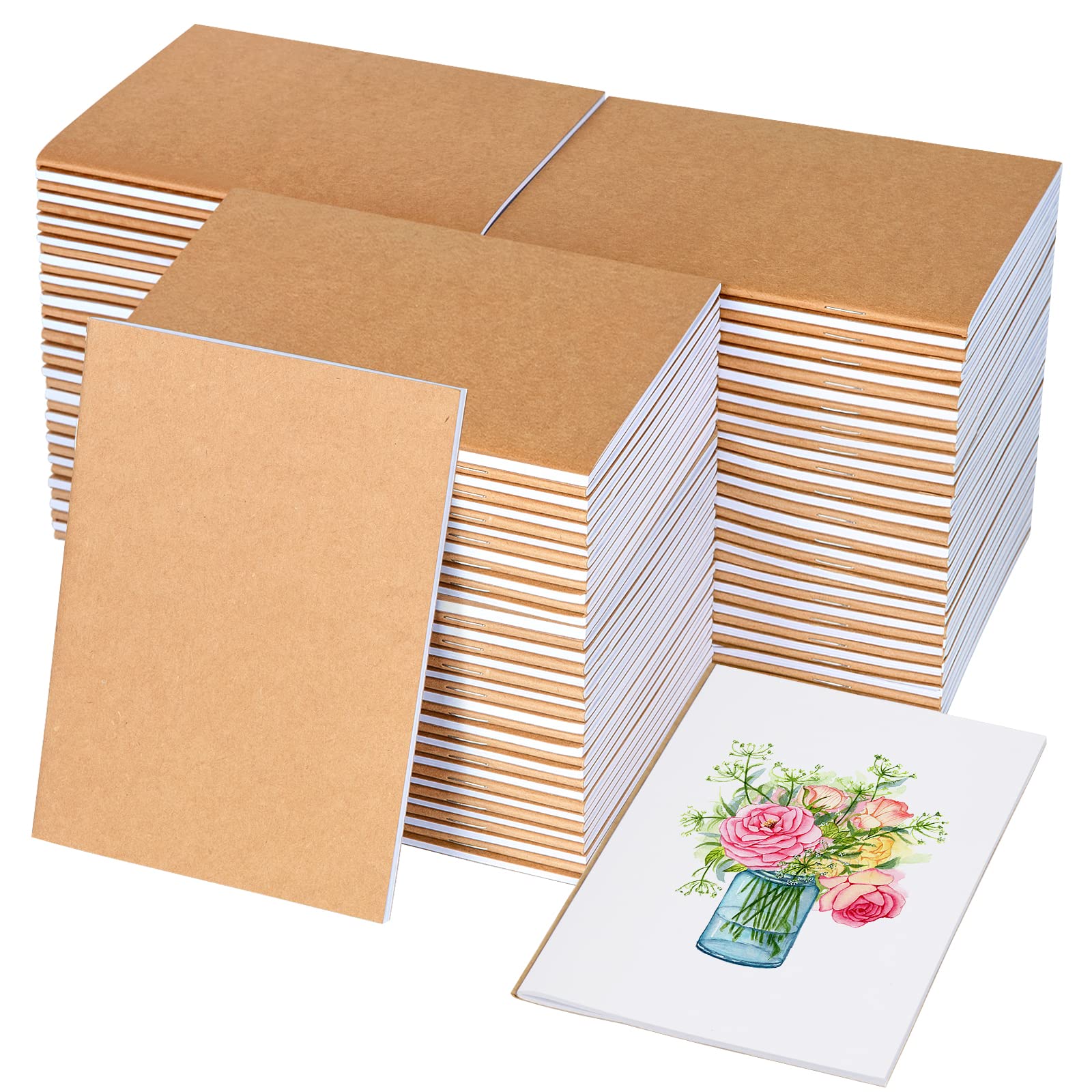 100-Pack Mini Kraft Paper Notebooks - Unlined A6 Blank Notebooks (4.1