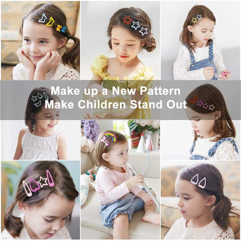 ECADY Colorful Metal Snap Hair Clips for Girls, Toddlers & Kids - 2 Inch, 100pcs - Perfect for School, Parties & Daily Hair Styling