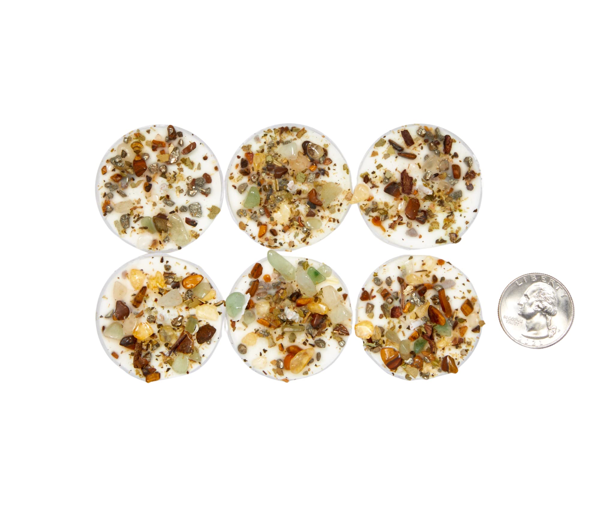 Prosperity Candle Set of 6 - Soy Wax Tealights for Good Luck, Success & Abundance - Bayberry Patchouli Cypress Scented Candles - Crystal-Infused for Positive Energy - Ideal for Meditation, Relaxation, Home Decor, Office & Gift Giving