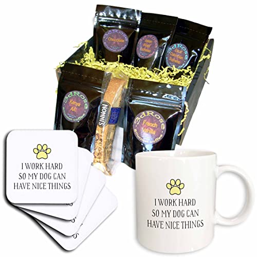 3dRose Funny Dog Lover Coffee Mug - 'I Work Hard So My Dog Can Have Nice Things' Yellow Ceramic Cup - Perfect Gift for Pet Owners, Office Use & Coffee Lovers