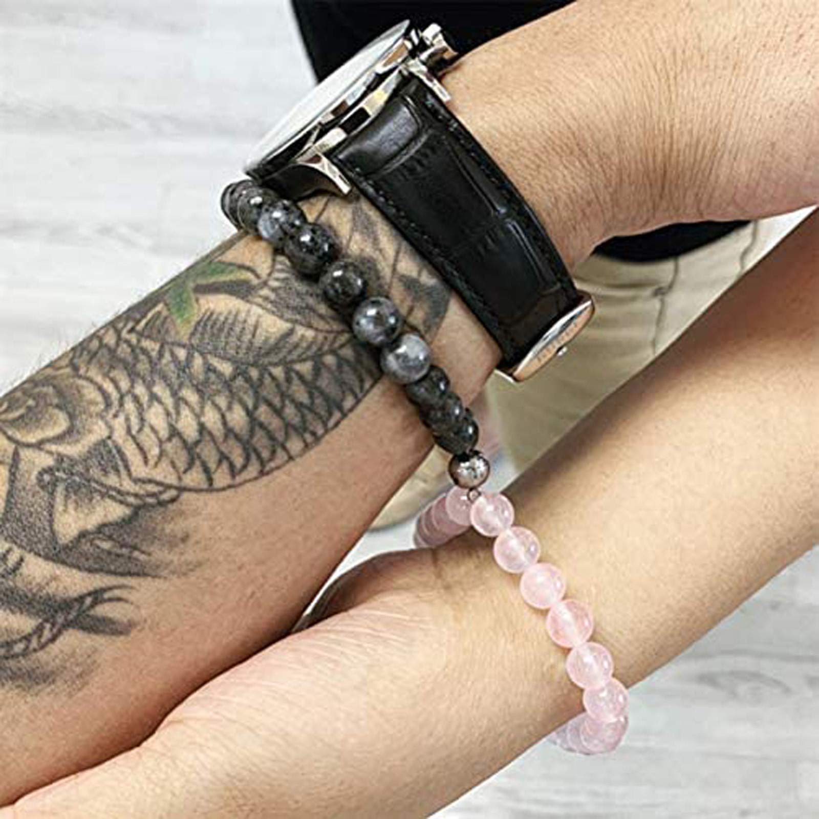 Magnetic Couple Bracelet Set for Men and Women - Pearl Earrings Included - Perfect Romantic Gift for Him & Her - Ideal for Anniversaries, Valentine's Day and Couple Matching Jewelry (Size C, One Size)