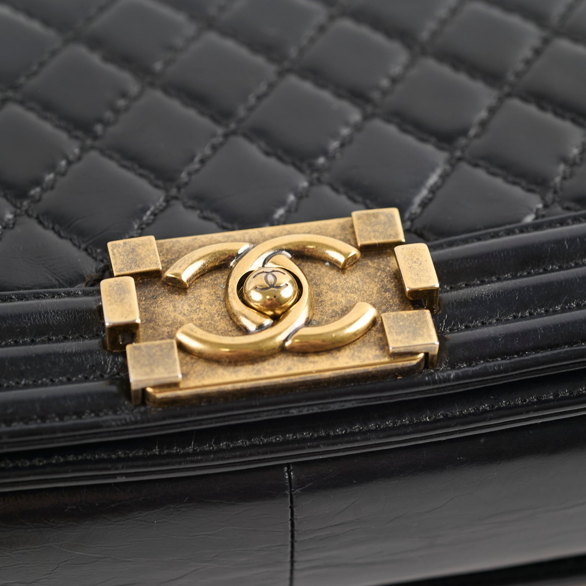 Chanel Old Medium Boy Bag - Shiny Calfskin Leather in Black | 17 Series | Luxury Handbag for Women, Perfect for Evening Events & Special Occasions