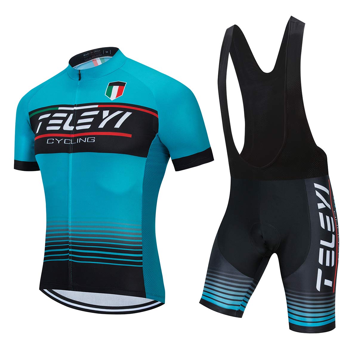 Men's Cycling Jersey Set - Breathable Summer Short Sleeve Bike Jersey & Padded Cycling Shorts - MTB Mountain Biking Outfit for Road Cycling & Outdoor Sports