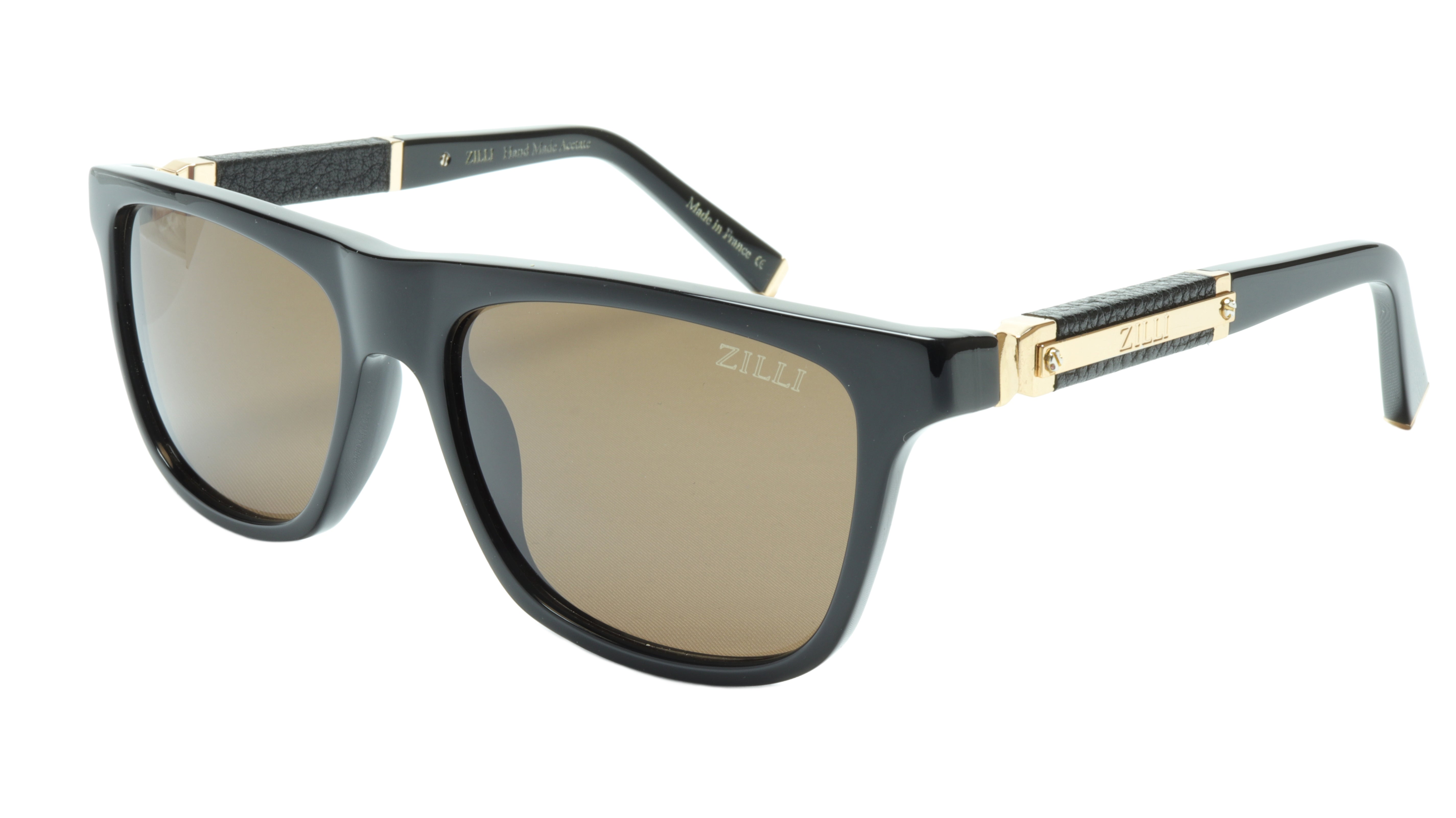 Premium ZILLI Sunglasses - Titanium & Acetate Frame with Leather & Gold Accents - Luxury UV Protection for Outdoor Activities & Fashion Statements