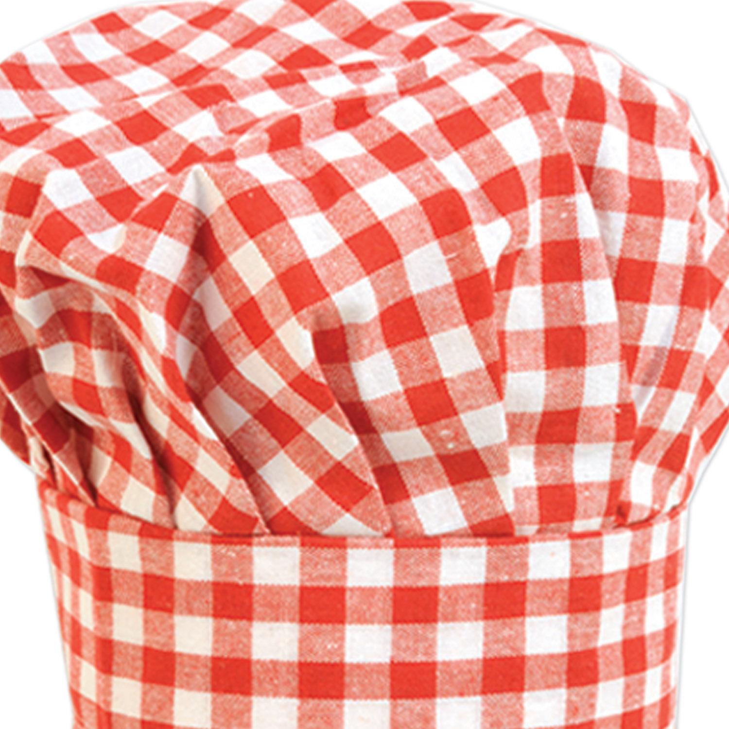 12 Pack Beistle Gingham Fabric Chef's Hat - Professional Cooking & Baking Accessories for Chefs, Bakers, and Culinary Students - Perfect for Restaurants, Kitchens, and Home Cooking