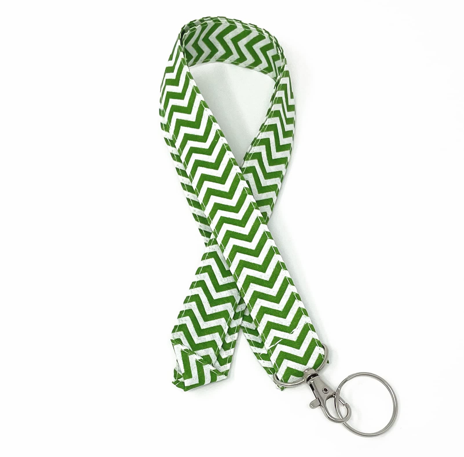 Wave Fabric Chevron Lanyard with Keychain - ID Badge Holder & Phone Strap for Work, School, Events (Green) - Perfect for Office, Conference, and Campus Use