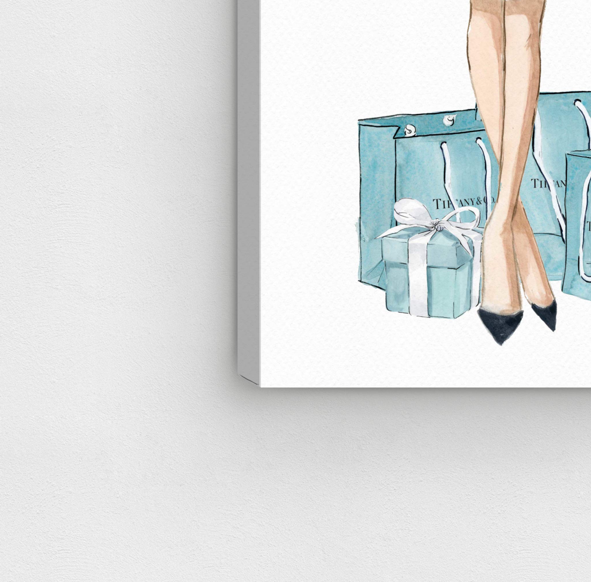 Oliver Gal Artist Co. 'Teal Dream' Fashion Glam Wall Art Canvas Print - 16x36 Inch Blue & Black Home Decor for Living Room, Bedroom & Office