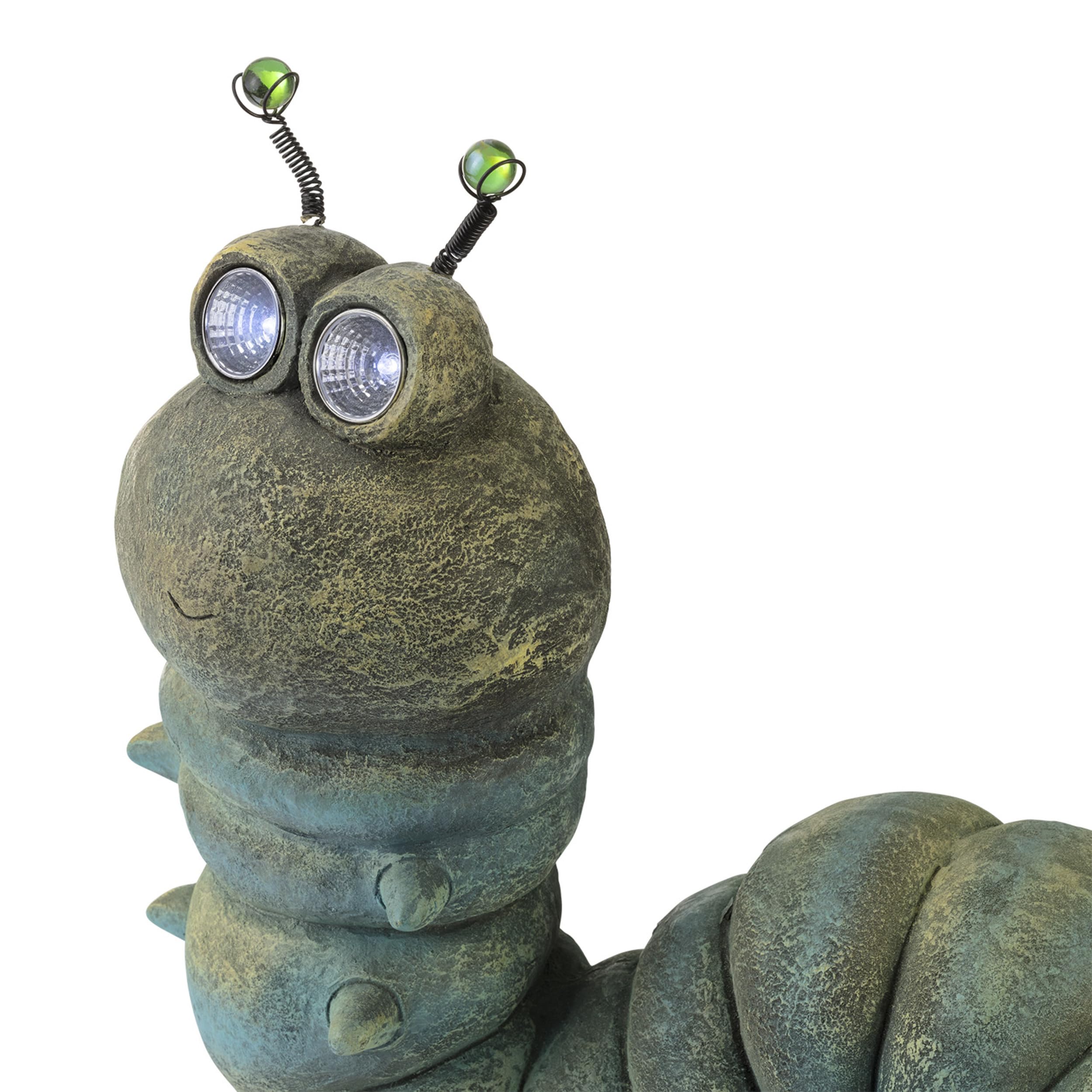 Alpine Corporation FCC121SLR Solar-Powered LED Garden Caterpillar Statue – 16