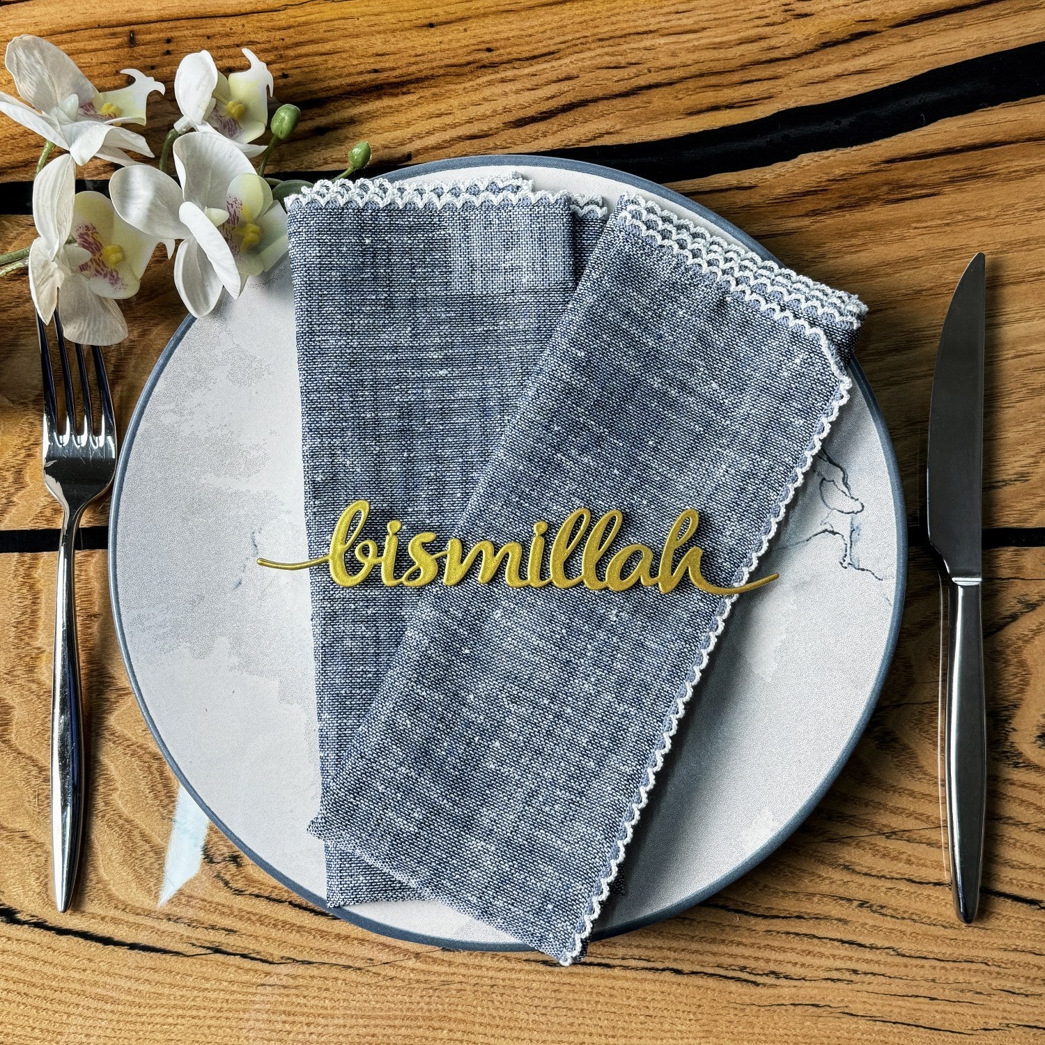 Bismillah Metal Napkin Holder - Elegant Iftar & Eid Dinner Table Decor for Ramadan & Islamic Celebrations - Perfect for Holiday Dining, Party Centerpieces & Home Decoration